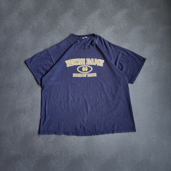 Y2K Notre Dame Fighting Irish Navy Boxy Shirt XXL - Picture 1 of 6